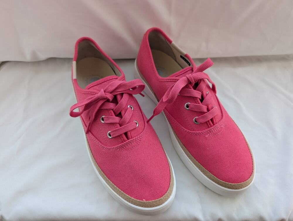 REVITALIGN Pink Canvas Lace Up Sneakers Women's Size 11B Jute Trim Comfort Shoes